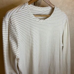 Lane Bryant Cream and Gold Striped Top